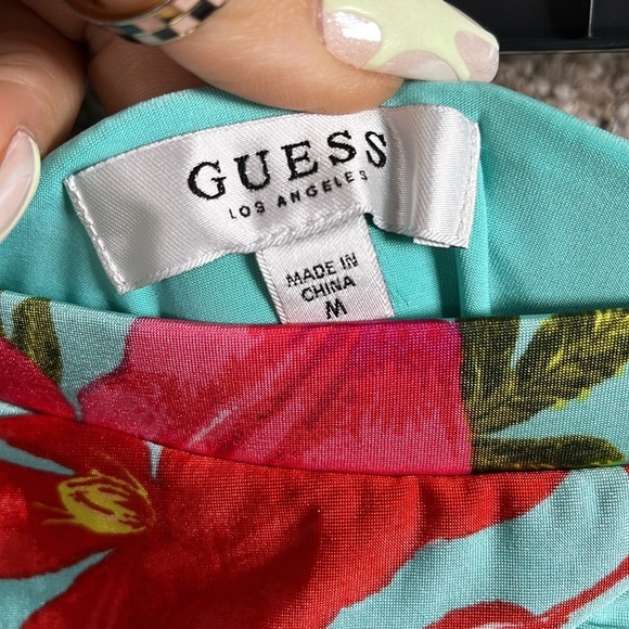 Guess Katalina Ruched Knee Length Pencil Skirt Floral Silky Summer Vacation Slim - Picture 5 of 10